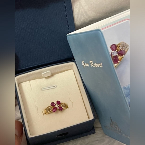 ❤️SOLD❤️Preloved K18YG Diamond Ruby Ring - D0.23ct/R1.50ct Size 5.75US/51EU/11JP - Picture 6 of 11